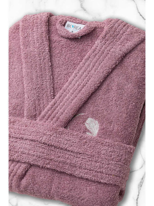 Borea Logo Bathrobe with Hood Purple 420gsm