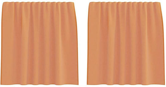 vidaXL Set Curtains With Pencil Pleat Window Orange 140x140cm