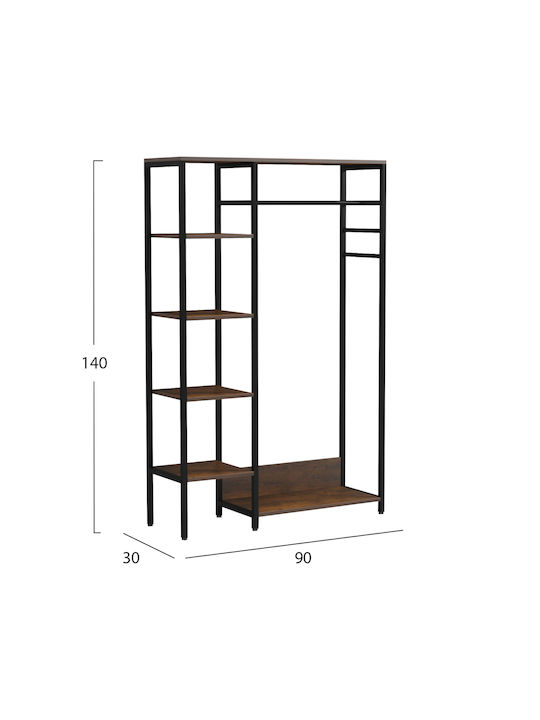 Aranja Entry Furniture with Shoe Rack Black-Melamine Brown 90x30x140cm