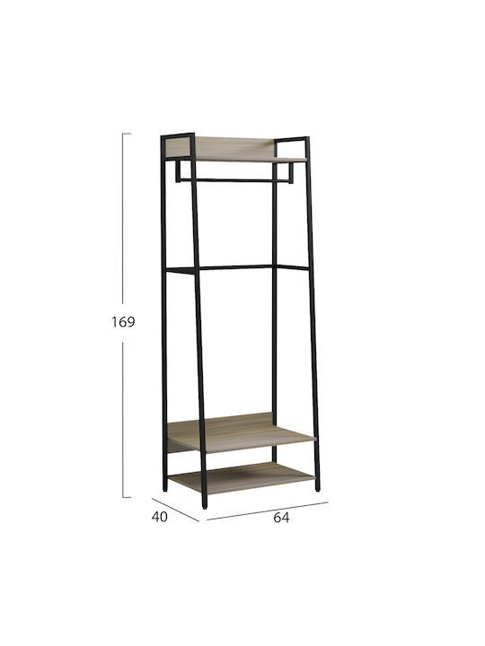 Aranja Mobilier de Intrare cu Dulap pentru Pantofi Black-Sonoma Melamine 64x40x169cm