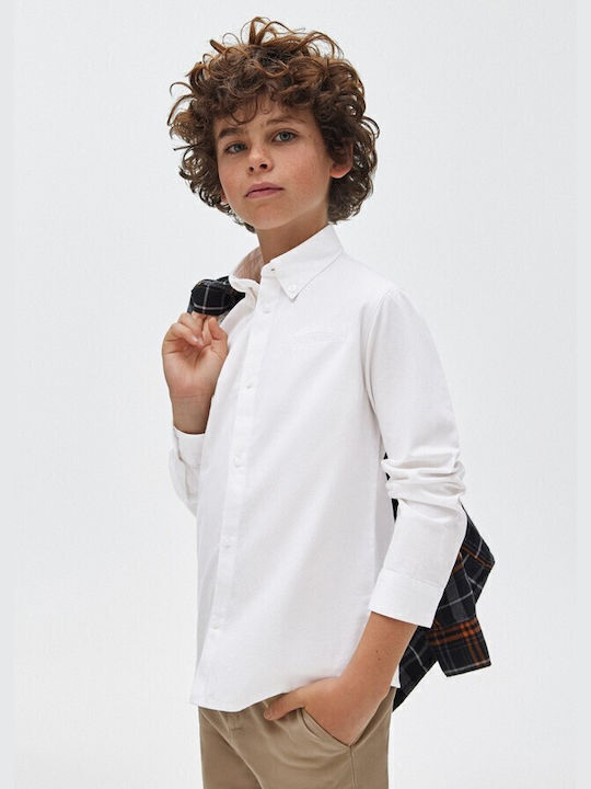 Kids One Color Shirt Long Sleeve White