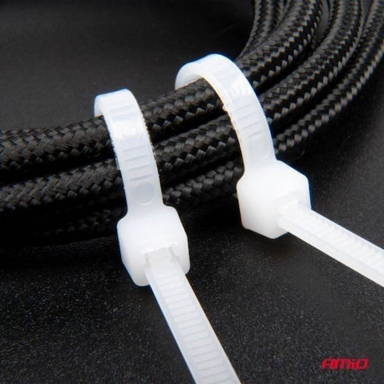 AMiO Cable Ties Plastic 300mm x 4.8mm in White Colour (100 pcs) (04311)