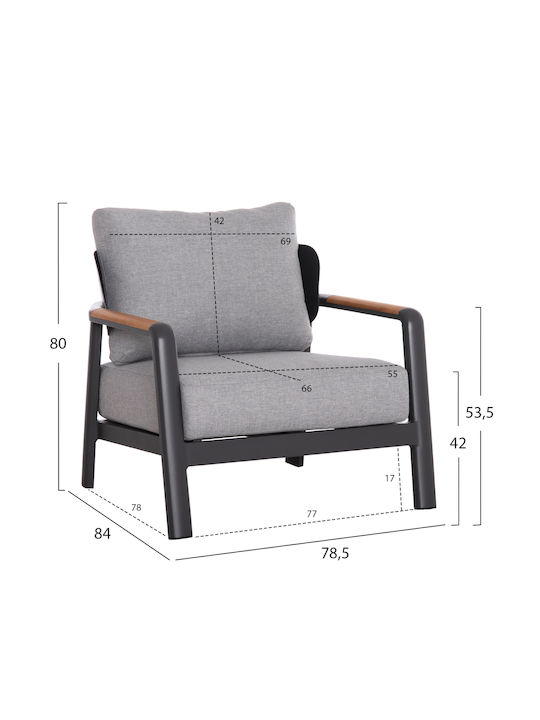 Set Mobilier Exterior Elara 4 Piese Gri Cu Perne