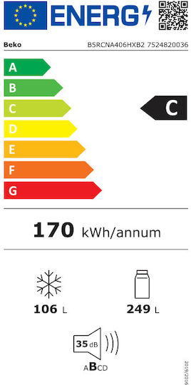 Beko 355лт NoFrost В203.5xШ59.5xД66.3см. Inox B5RCNA406HXB2