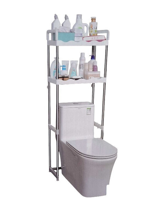 Floor Bathroom Shelf Inox 50.5x25x140cm Silver