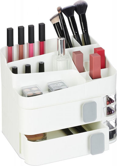 Relaxdays Organizator Cosmetice Cu 2 Sertare Alb 26x21.5x21cm