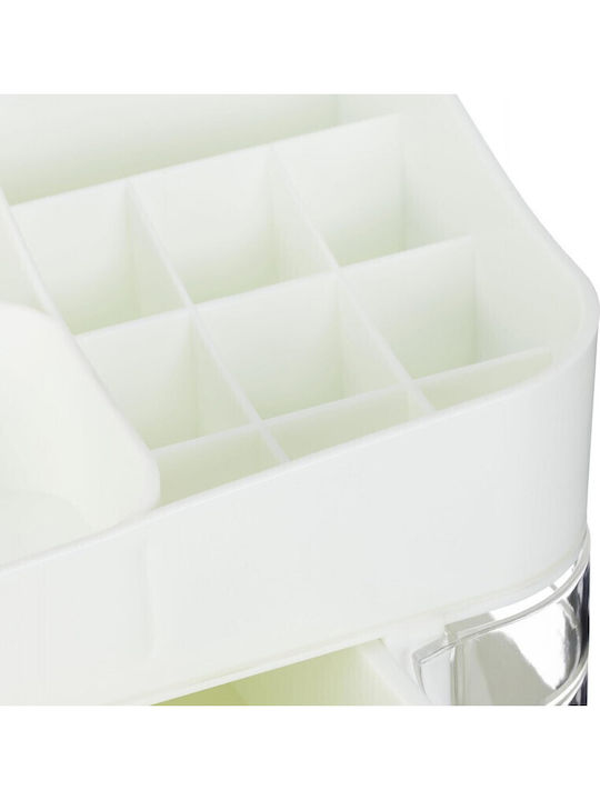 Relaxdays Organizator Cosmetice Cu 2 Sertare Alb 26x21.5x21cm
