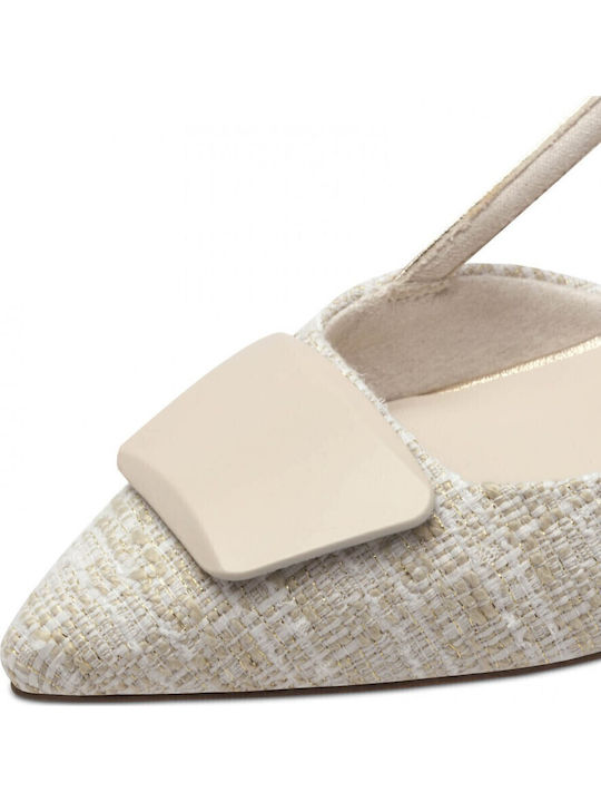 Pumps mit Riemchen Ecru