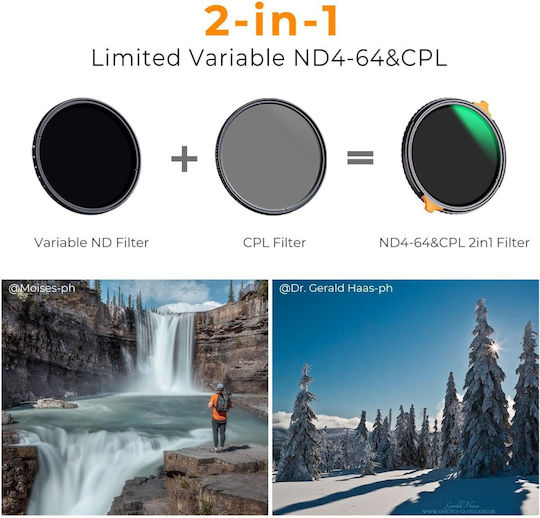 K&F Concept Nano-x Variable Filter PL / ND / CPL 82mm for Camera Lenses