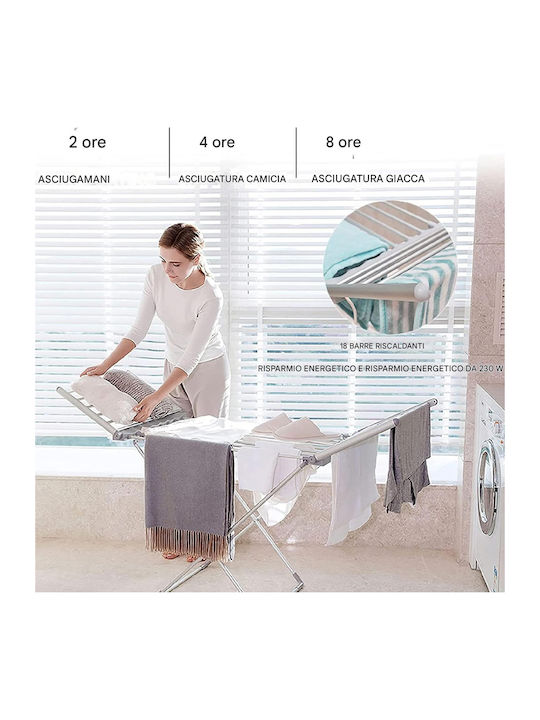 Bakaji Aluminum Folding Electric Floor Clothes Drying Rack 260W 148x53cm