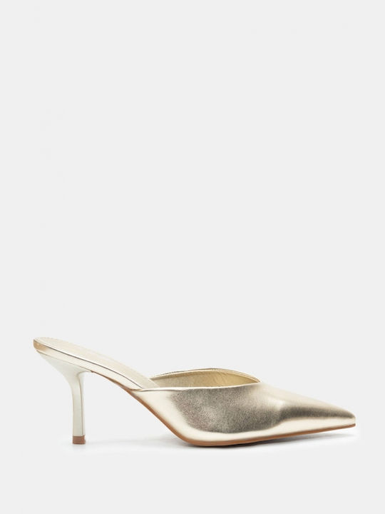 Luigi Heel Mules Gold