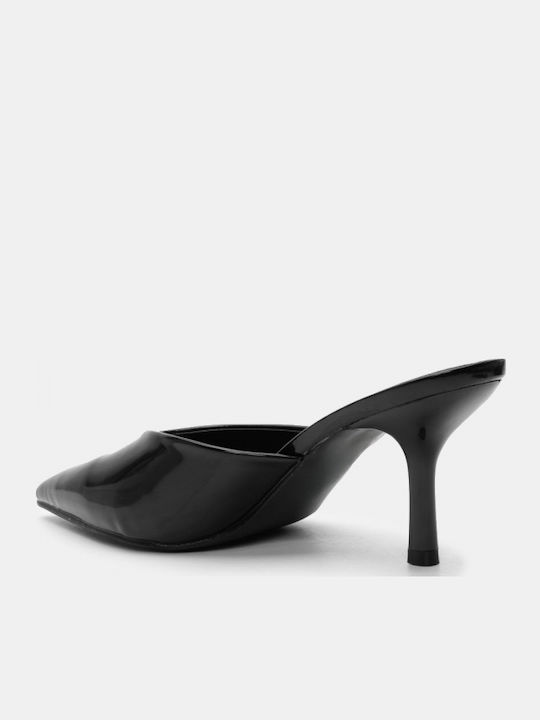 Mules mit Dünn Hoch Absatz in Schwarz Farbe