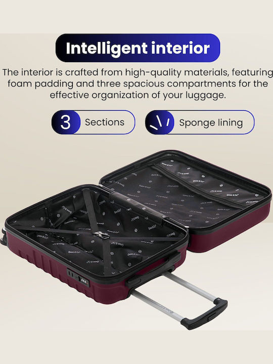 Quasar Line Kabinenreisekoffer Hartschalen Burgundy mit 4 Räder Höhe 55cm