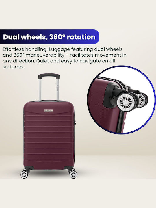 Quasar Line Kabinenreisekoffer Hartschalen Burgundy mit 4 Räder Höhe 55cm