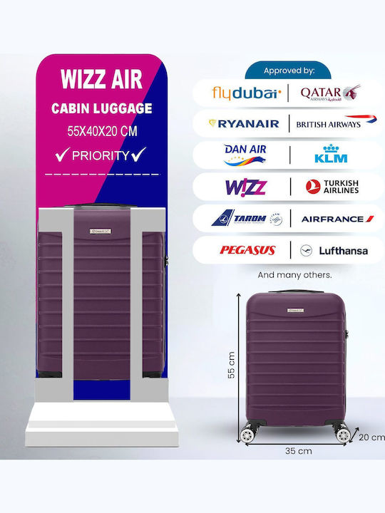 Quasar Line Kabinenreisekoffer Hartschalen Purple mit 4 Räder Höhe 55cm