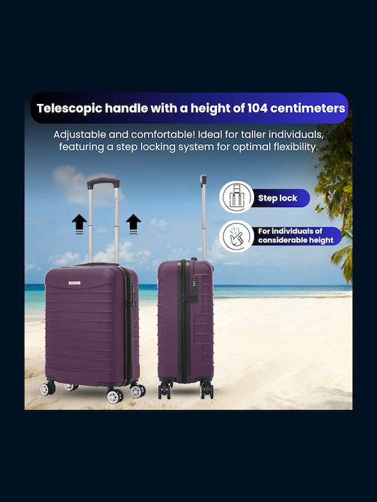Quasar Line Kabinenreisekoffer Hartschalen Purple mit 4 Räder Höhe 55cm