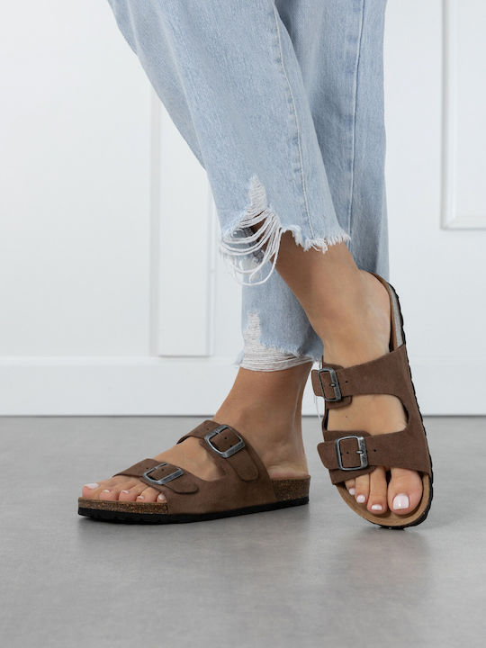 Women's Flat Sandals Anatomic in Brown Color