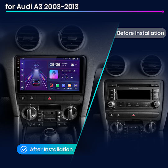 Car Audio System for Audi A3 2003-2012 (Bluetooth/USB/WiFi/GPS/Apple CarPlay/Android Auto) with 9" Touch Screen
