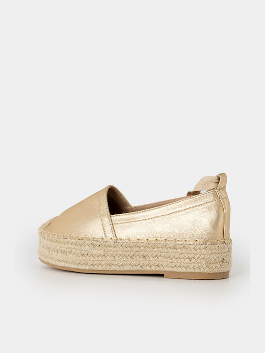 Louizidis Women's Synthetic Leather Espadrilles Gold