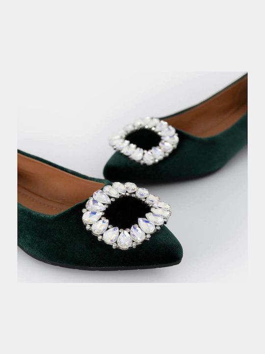Leather Pointy Ballerinas Green