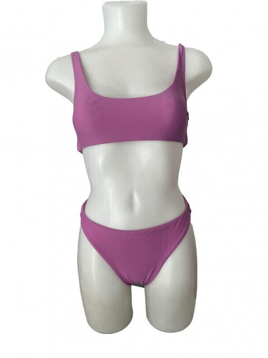 Women's Seamless Bikini Set Bustier Slip Purple