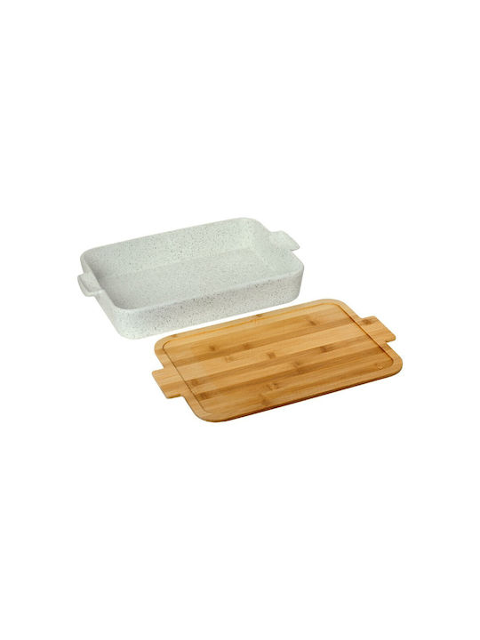 Cryspo Trio Vas Rectangular Rezistent La Căldură Din Porțelan Cu Capac Și Suport 43x28x7cm