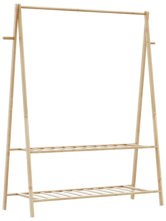 vidaXL Floor Garment Rack made of Bamboo Brown 132x45.5x150.5cm