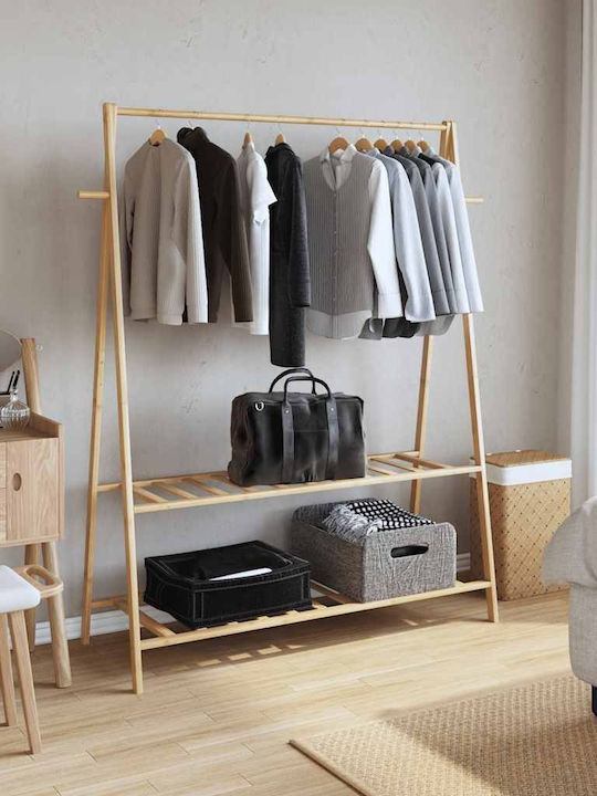 vidaXL Floor Garment Rack made of Bamboo Brown 132x45.5x150.5cm