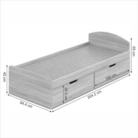 Regan Kinderbett Klassisch Einzeln mit Stauraum Beige für Matratze 90x200cm