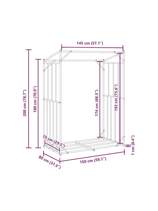 vidaXL Hölzernes Regal Holzlagerung 150x80x200cm