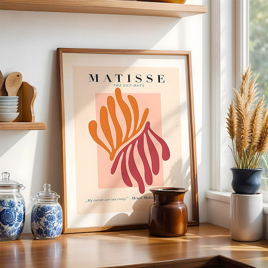 Poster Matisse Scherenschnitte Art050 21cm x 30cm Weißer Rahmen PVC 18x24