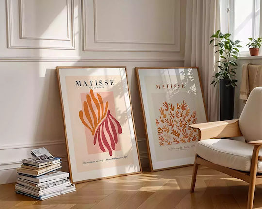 Poster Matisse Scherenschnitte Art050 21cm x 30cm Weißer Rahmen PVC 18x24