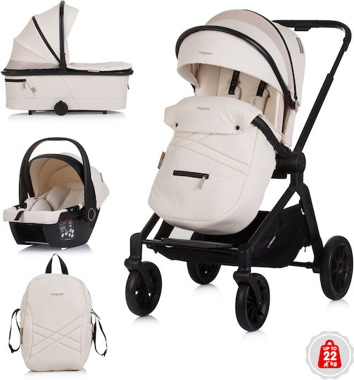 Chipolino Magnum Verstellbar 3 in 1 Baby Kinderwagen Geeignet für Neugeborene Biscotta