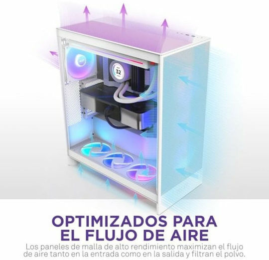 NZXT H7 Flow (2024) Gaming Midi Tower Κουτί Υπολογιστή με Πλαϊνό Παράθυρο Λευκό