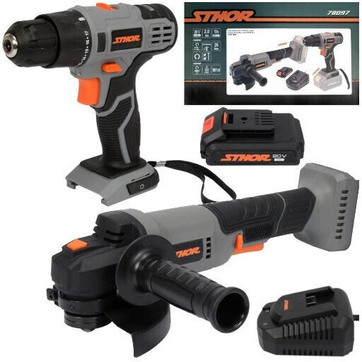 Sthor Set Eckiges Rad & Schraubenzieher 20V mit 1 Batterie 2Ah