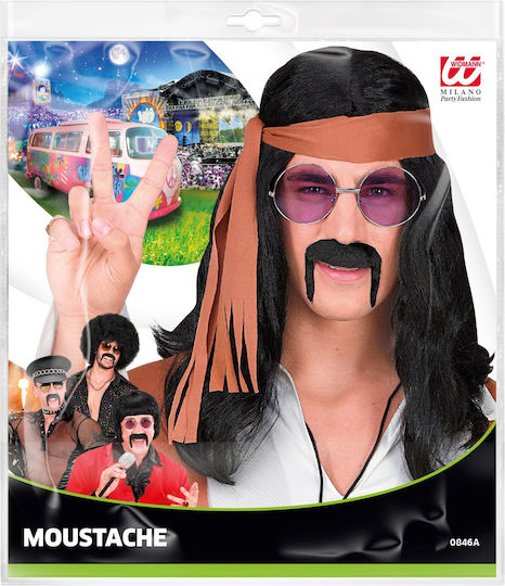 Schnurrbart / Bart für Karneval in Schwarz Farbe