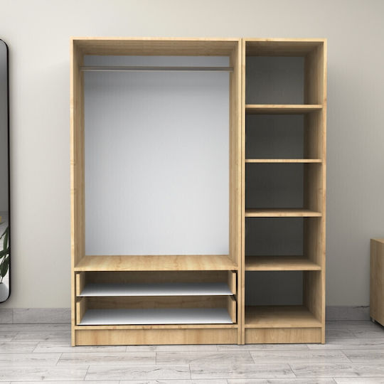 Victoria Τρίφυλλη Ντουλάπα Φυσικό Οξιάς 150x60x181cm