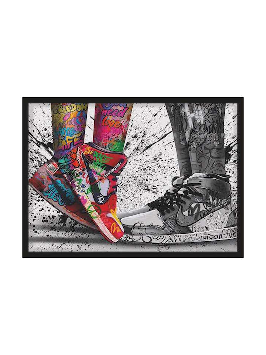 Poster Graffiti Sneakers Snk070 21cm X 30cm Λευκό Κάδρο Pvc 18x24