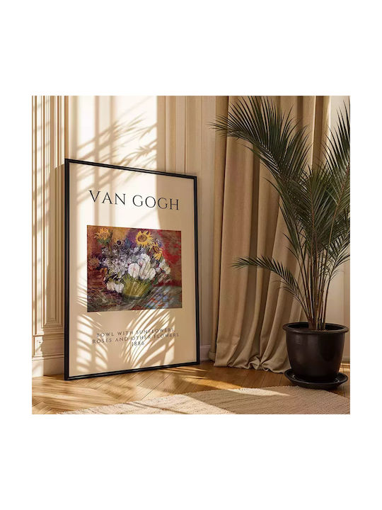 Poster Van Gogh Bowl Flowers Art007 21cm X 30cm Λευκό Κάδρο Pvc 18x24