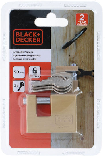 Black & Decker Vorhängeschloss Monoblock mit Schlüssel 50mm Black 1Stück