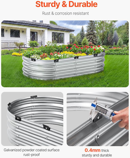 Vevor Кутия за саксии Метал Silver 121.92x60.96x30.48см.