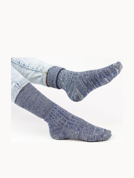 Γυναικείες Casual Κάλτσες Blue White Βαμβακερές Livoni 33561 Σκούρο Μπλέ