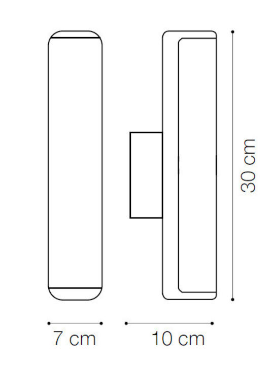 Ideal Lux Modern Lamp Wall with Integrated LED and Natural White Light Gray 30x10x7cm