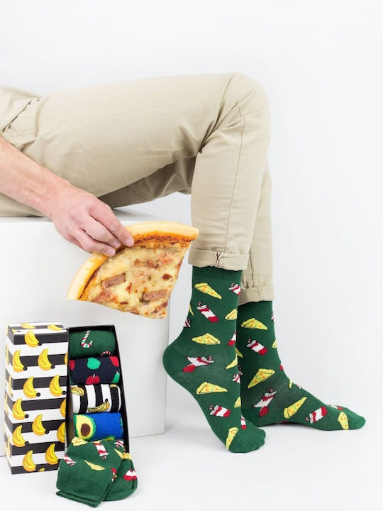 Ανδρικές Fashion Κάλτσες Foodstuff 5 Ζευγάρια Βαμβακερές Livoni 21091 Σκούρο Πράσινο