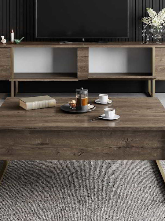 Stand TV Luxe Culoare Nuc - Auriu L180xA30xÎ50cm
