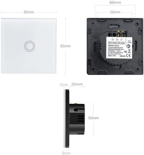 Maclean Energy Touch Wall Switch Lighting White