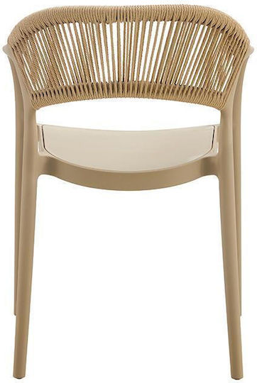 Scaun de exterior Polipropilenă Marion Latte-brown 57x54x81cm