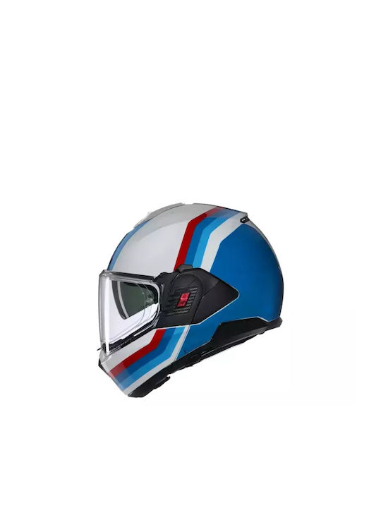 Nolan N120-1 Lineo 347 White / Blue / Red Cască Moto Flip-Up ECE 22.06 cu Sunvisor
