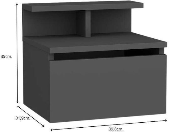 Bedside Table Arsen Wooden Grey 39.8x31.9x35cm GP052-0140 1