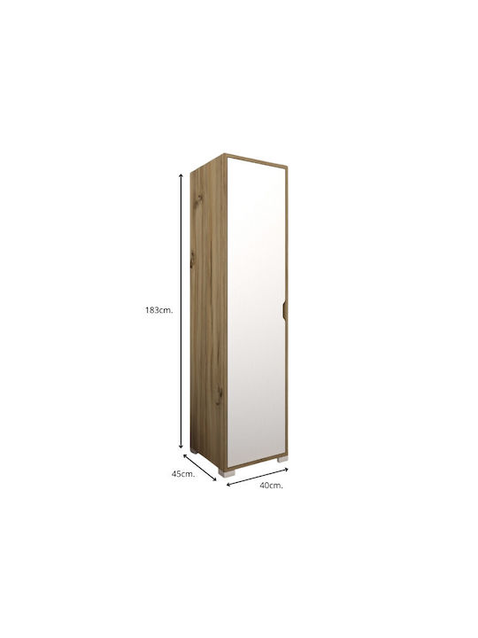 Единична врата Гардероб Clive Light Walnut - White 40x45x183см
